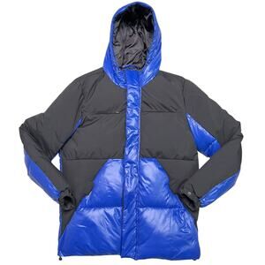 GUESS Men’s Blue / Black Color Block Puffer Jacket - Winter Coat - size M